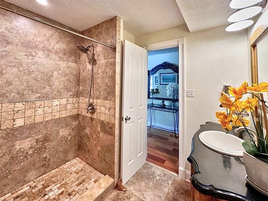 Bathroom, Interior, Recessed Lighting, Wood Texture Flooring