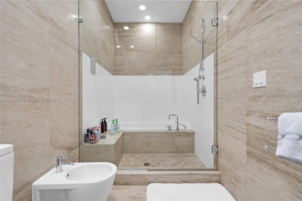 Bathroom, Free Standing Baths, Glass Shower, Interior, Recessed Lighting