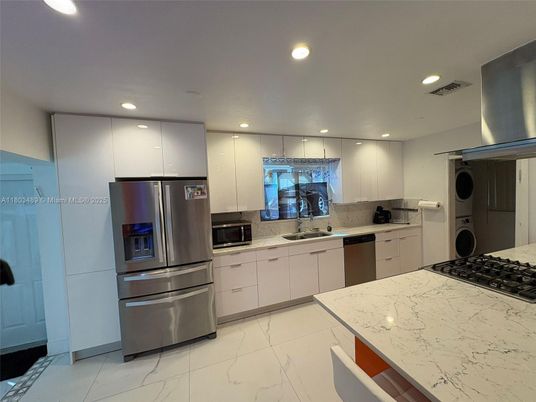 Interior, Kitchen, Marble, Recessed Lighting, Stainless Steel Appliances