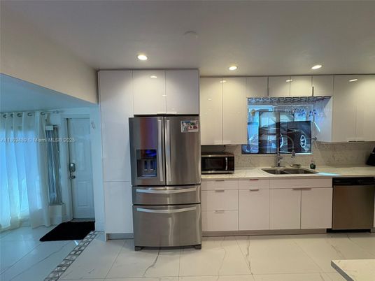 Interior, Kitchen, Marble, Recessed Lighting, Stainless Steel Appliances
