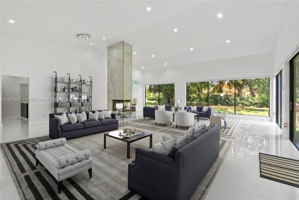 Fireplace, Interior, Living room, Marble Walls, Recessed Lighting