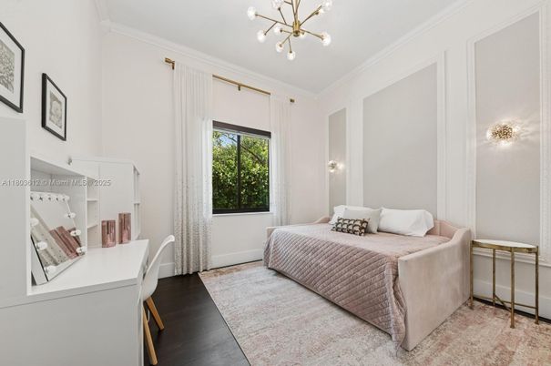 Bedroom, Interior, Pendant Lights, Wood Texture Flooring