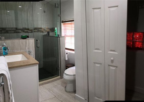 Bathroom, Glass Shower, Interior, Wood Texture Flooring