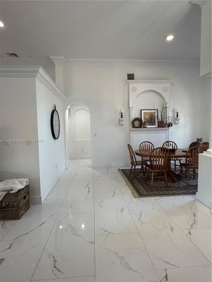 Dining room, Interior, Marble, Recessed Lighting