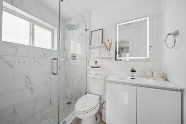 Bathroom, Glass Shower, Interior, Marble Walls