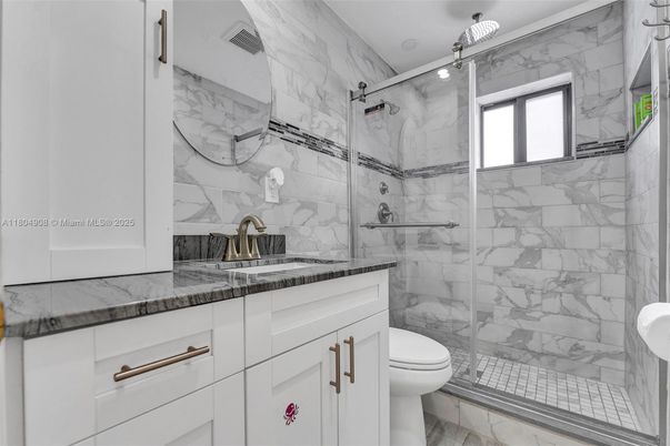 Bathroom, Glass Shower, Interior, Marble Walls