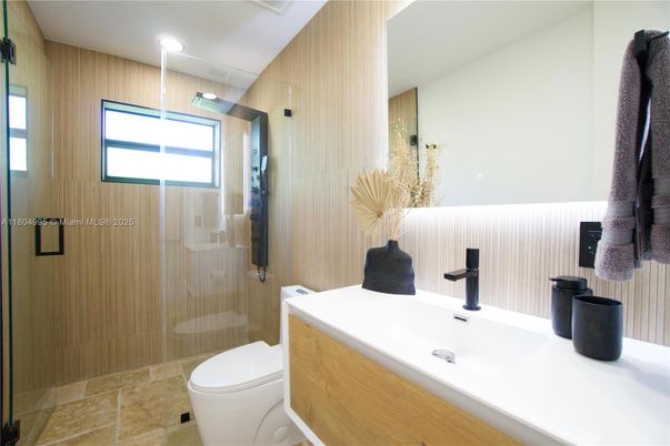 Bathroom, Glass Shower, Interior, Recessed Lighting