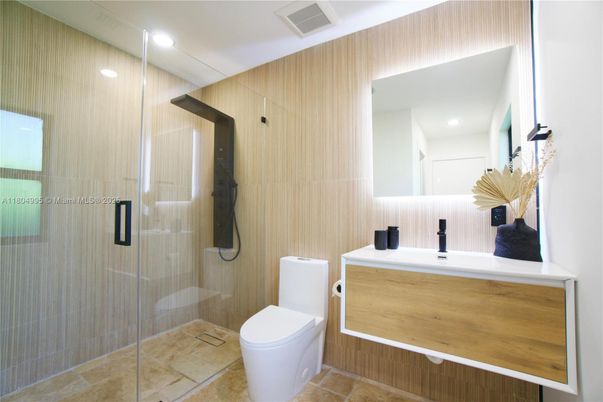 Bathroom, Glass Shower, Interior, Recessed Lighting