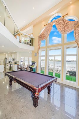 Billiard Table, Game Room, Interior, Recessed Lighting, Water