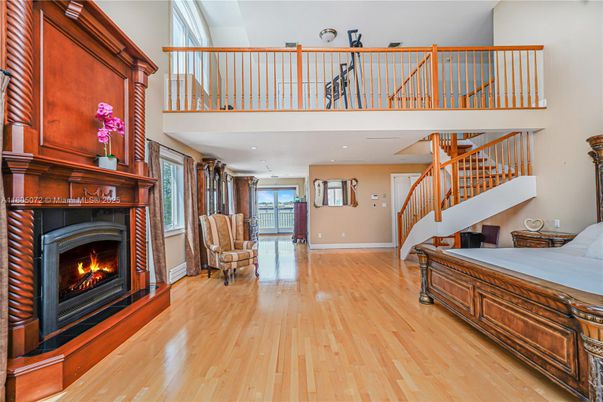 Fireplace, Interior, Recessed Lighting, Wood Texture Flooring