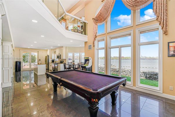 Billiard Table, Game Room, Interior, Recessed Lighting, Water