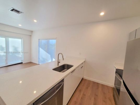 Interior, Kitchen, Recessed Lighting, Wood Texture Flooring