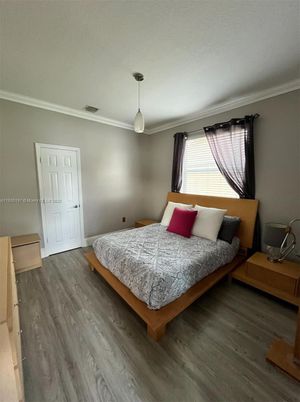 Bedroom, Interior, Pendant Lights, Wood Texture Flooring