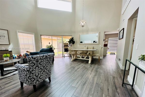 Dining room, Interior, Living room, Pendant Lights, Wood Texture Flooring