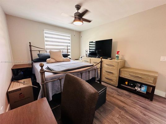 Bedroom, Fireplace, Interior, Wood Texture Flooring