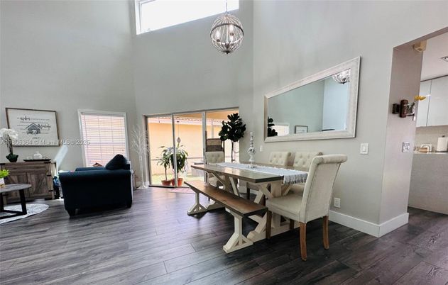 Chandelier, Dining room, Interior, Pendant Lights, Wood Texture Flooring