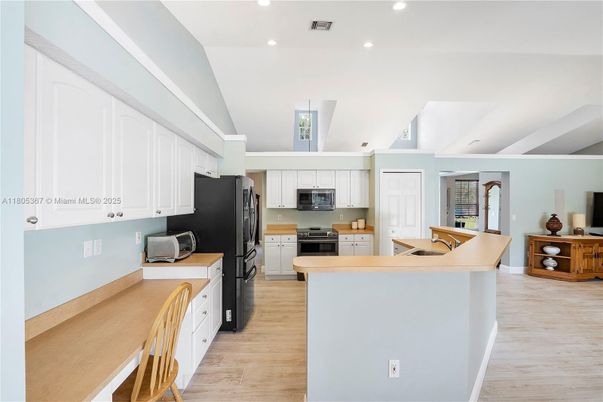 Interior, Kitchen, Recessed Lighting, Wood Texture Flooring