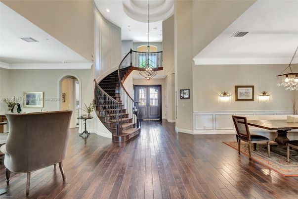 Dining room, Interior, Pendant Lights, Recessed Lighting, Wood Texture Flooring