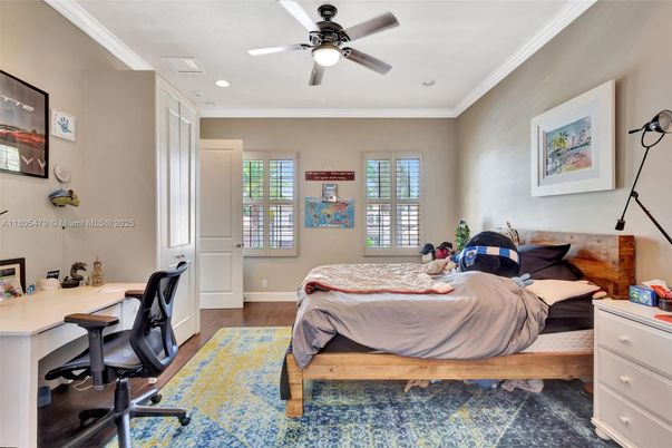 Bedroom, Home Office, Interior, Recessed Lighting, Wood Texture Flooring