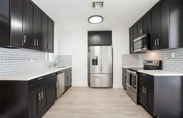 Interior, Kitchen, Stainless Steel Appliances, Wood Texture Flooring