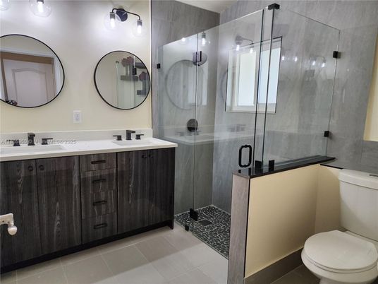 Bathroom, Dual Sink Vanities, Glass Shower, Interior