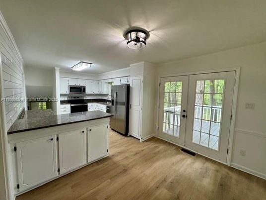 Interior, Kitchen, Stainless Steel Appliances, Wood Texture Flooring