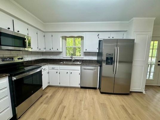 Interior, Kitchen, Stainless Steel Appliances, Wood Texture Flooring