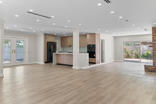 Interior, Kitchen, Recessed Lighting, Wood Texture Flooring