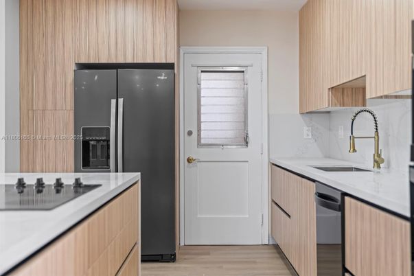 Interior, Kitchen, Stainless Steel Appliances, Wood Texture Flooring