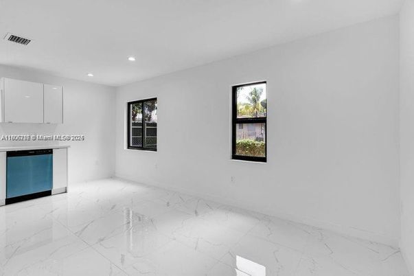 Empty room, Interior, Kitchen, Marble, Recessed Lighting