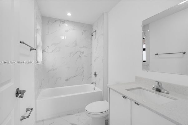 Bathroom, Interior, Marble, Marble Walls, Recessed Lighting