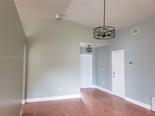 Empty room, Interior, Pendant Lights, Wood Texture Flooring