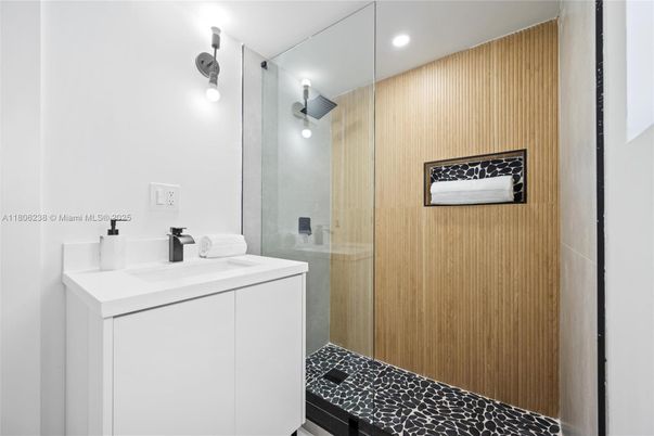 Bathroom, Glass Shower, Interior, Recessed Lighting