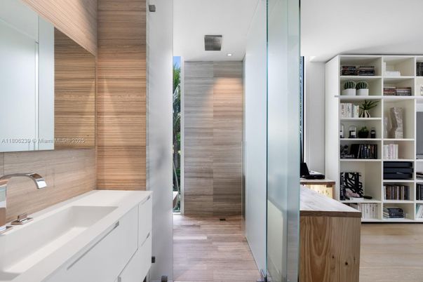 Bathroom, Interior, Wood Texture Flooring, Wooden Walls