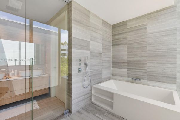 Bathroom, Glass Shower, Interior, Wood Texture Flooring