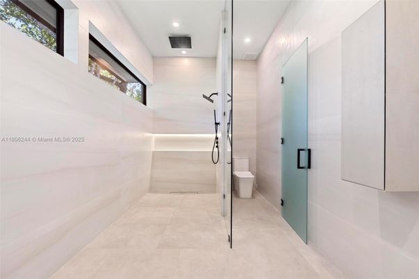 Bathroom, Glass Shower, Interior, Recessed Lighting