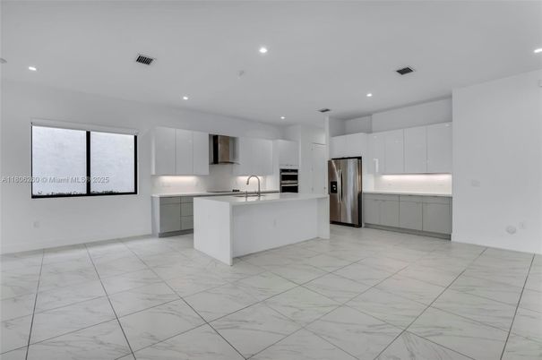 Interior, Kitchen, Marble, Recessed Lighting, Stainless Steel Appliances