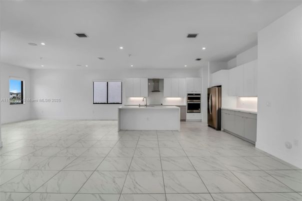 Interior, Kitchen, Marble, Recessed Lighting, Stainless Steel Appliances