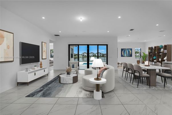 Dining room, Interior, Living room, Marble, Recessed Lighting
