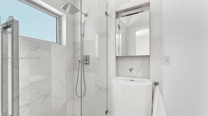 Bathroom, Glass Shower, Interior, Marble Walls