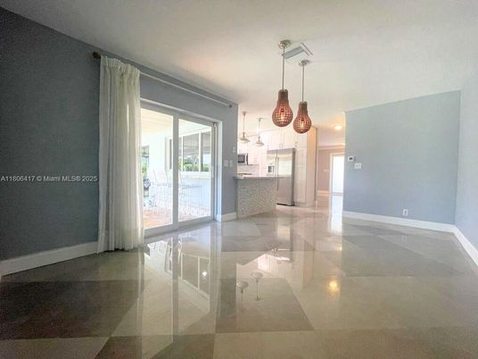 Empty room, Interior, Kitchen, Pendant Lights, Recessed Lighting