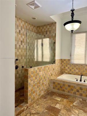 Bathroom, Glass Shower, Interior, Pendant Lights