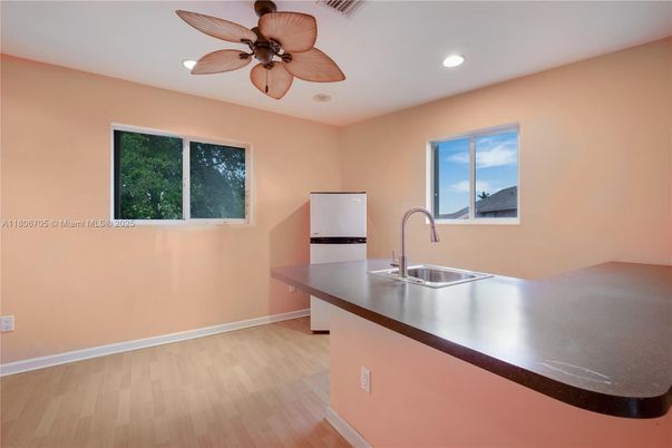 Interior, Kitchen, Recessed Lighting, Wood Texture Flooring