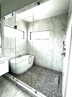 Bathroom, Glass Shower, Interior, Marble Walls
