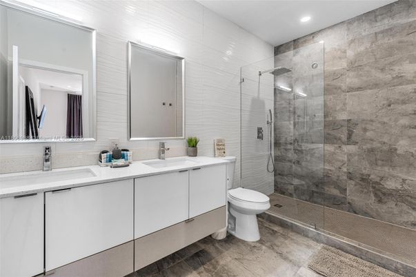 Bathroom, Dual Sink Vanities, Glass Shower, Interior, Recessed Lighting