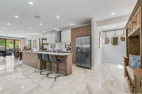 Interior, Kitchen, Marble, Recessed Lighting, Stainless Steel Appliances