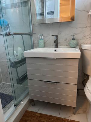Bathroom, Glass Shower, Interior, Marble Walls