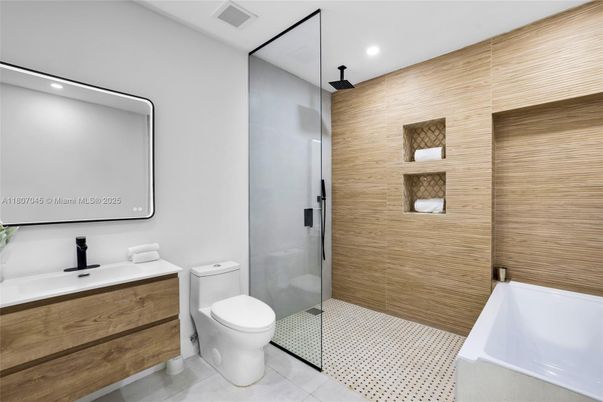 Bathroom, Glass Shower, Interior, Recessed Lighting