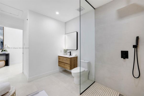 Bathroom, Glass Shower, Interior, Recessed Lighting