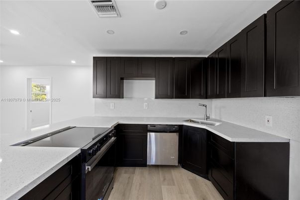 Interior, Kitchen, Recessed Lighting, Wood Texture Flooring